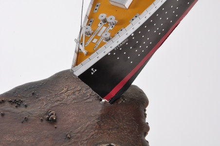 Detail - ‘Slick’, Bronze and 1:200 card model ‘Titanic', 170W x 180H x 60D CM.