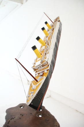 ‘Slick’, Bronze and 1:200 card model ‘Titanic', 170W x 180H x 60D CM