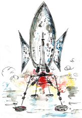 Rocket, Watercolour and ink on paper, 2015