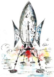 Rocket, Watercolour and ink on paper, 2015